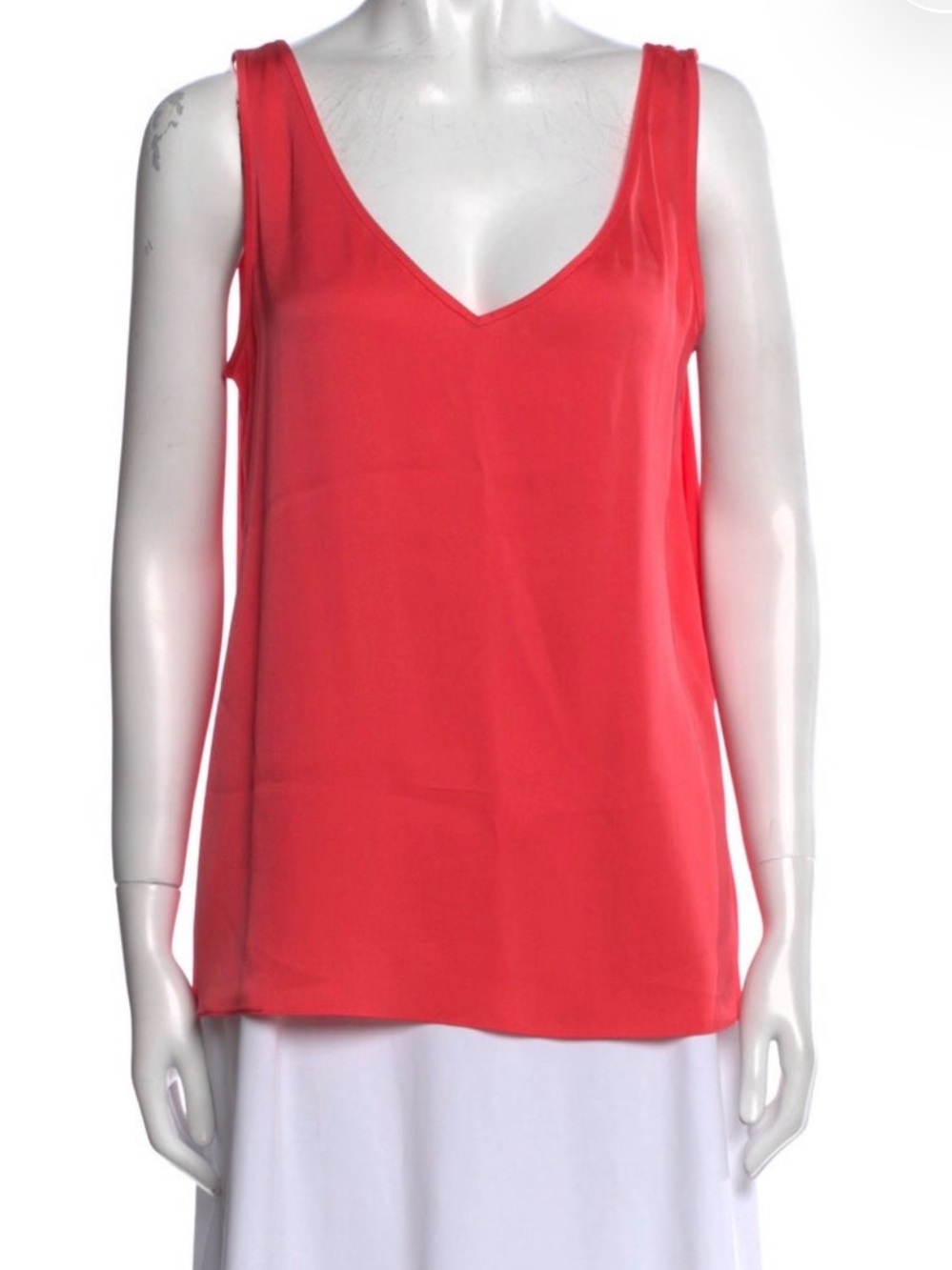 St John Small Women's V-Neck Sleeveless Shell Top - Coral